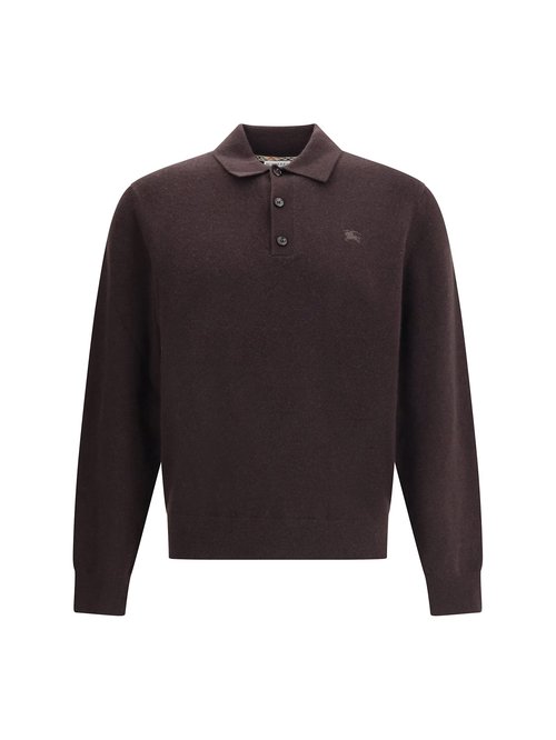 Burberry Dark Brown Stretch Cashmere Blend Polo Shirt - 8113792_C3475