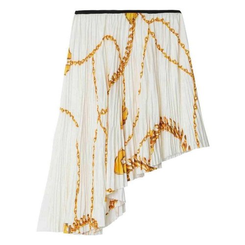 Burberry Chain-print Asymmetric Skirt - Gold Tone/White - 8088150