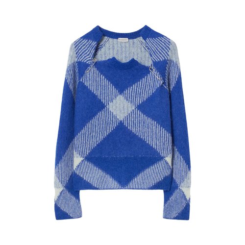 Burberry Check Alpaca Wool Blend Jumper | Purple | Size S - 8076250