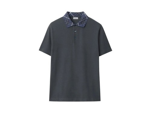 Burberry Check Collar Polo Shirt - Magnet - 8105848