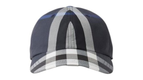 Burberry Check Cotton Blend Baseball Cap - Dark Charcoal Blue - 80722411