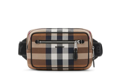 Burberry Check Cotton Canvas and Leather Bum Bag - Birch Brown