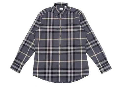 Burberry Check Cotton Shirt - Grey/White - 8092915
