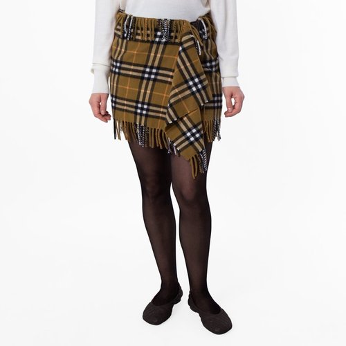 Burberry Check Fringed Mini Scarf Skirt - 8099716