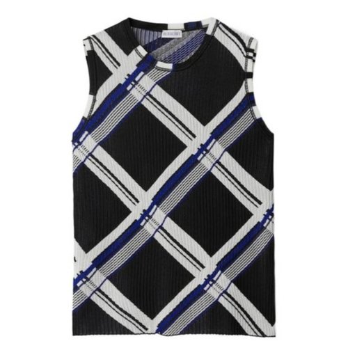 Burberry Check Jacquard Silk Vest - Black - 8088896