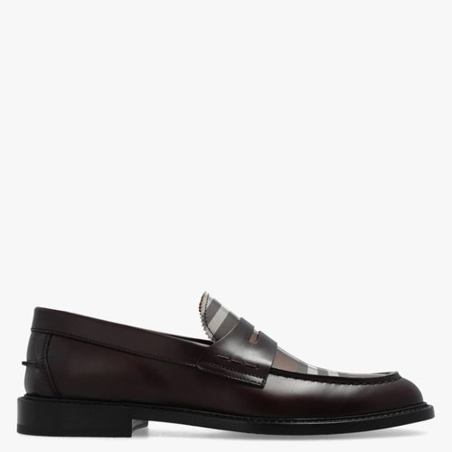 Burberry Check Panel Croftwood Slip-On Loafers - Red - 8065457