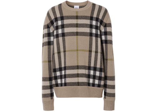 Burberry CheckPattern Cashmere Jumper - Fawn Brown