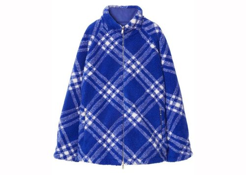 Burberry CheckPattern Fleece Jacket - Cobalt Blue/White - 8078777