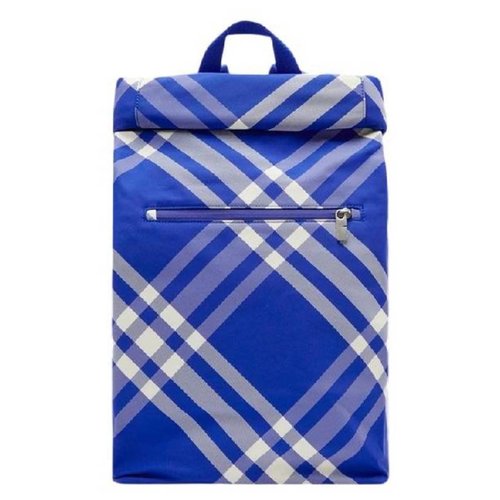 Burberry Check Pattern Roll Backpack - Blue - 8077774 X