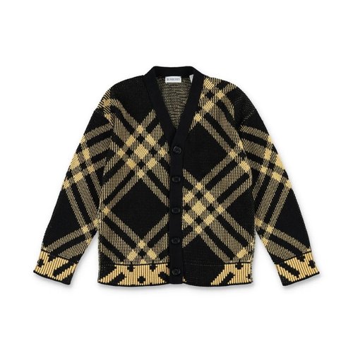 Burberry Check-Pattern V-Neck Cotton Cardigan - Yellow - 8089169