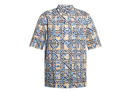 Burberry Check Patterned Short Sleeves Shirt - Beige Blue - 8039308