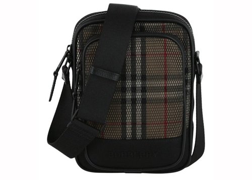 Burberry Check Print Mesh Crossbody - Beige