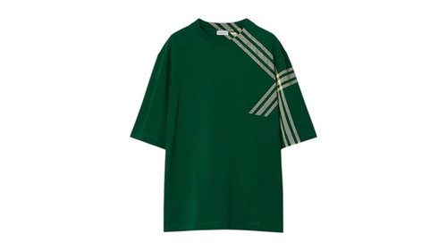 Burberry Check Sleeve Cotton T-Shirt - Ivy - 80820521
