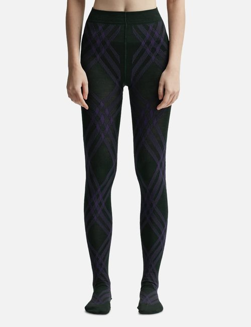Burberry Check Wool Blend Tights - Vine/Ribbon - 8077193