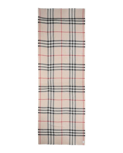 Burberry Check Wool Silk Scarf - White - 8055858