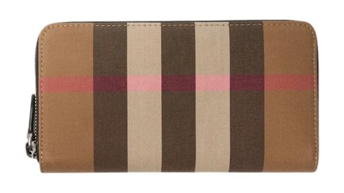 Burberry Check Zip Around Long Wallet - Taupe Brown
