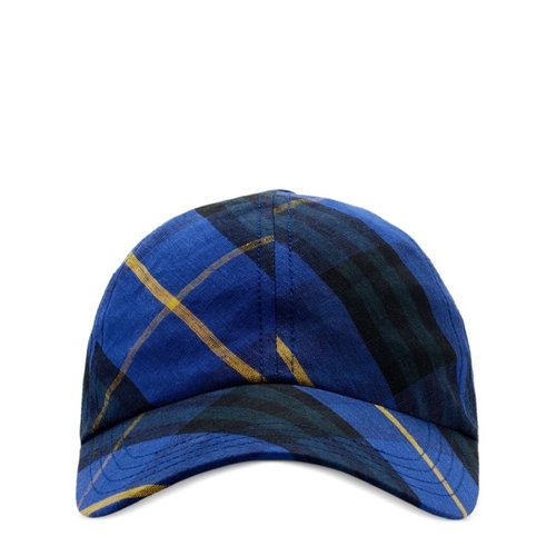 Burberry Checker Linen Baseball Cap - Blue - 8090360