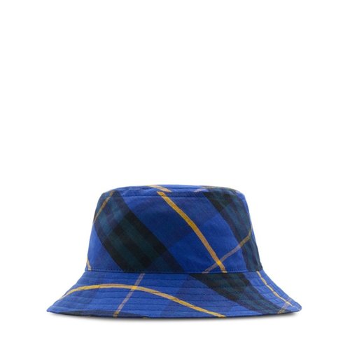 Burberry Checkered Cotton Bucket Hat - Blue - 8090364