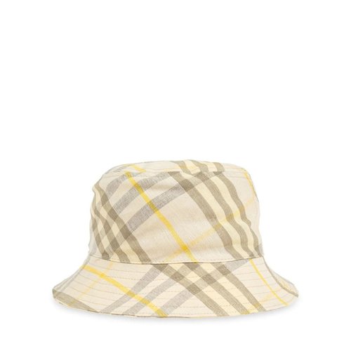 Burberry Checkered Wide-Brim Linen Bucket Hat - 8090362