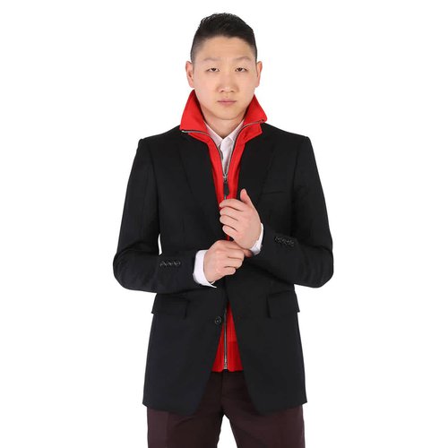 Burberry Classic Fit Track Top Detail Wool Tailored Jacket - Black - 8023167