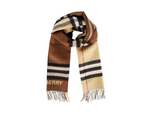 Burberry Contrast Cashmere Scarf - Kona Orange - 8045329