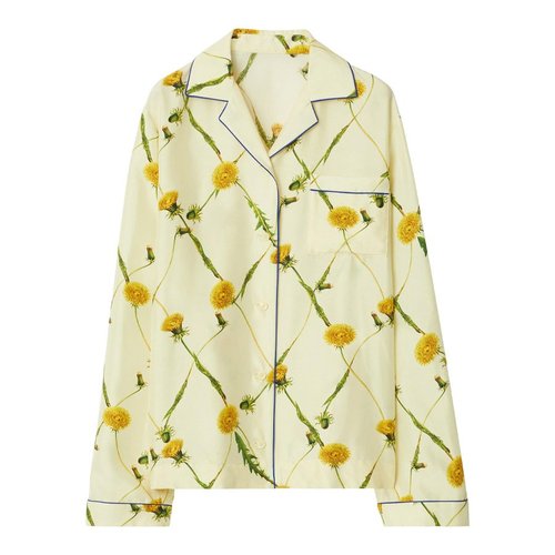 Burberry Dandelion-Print Silk Pyjama Shirt - Mother of Pearl - 8082986