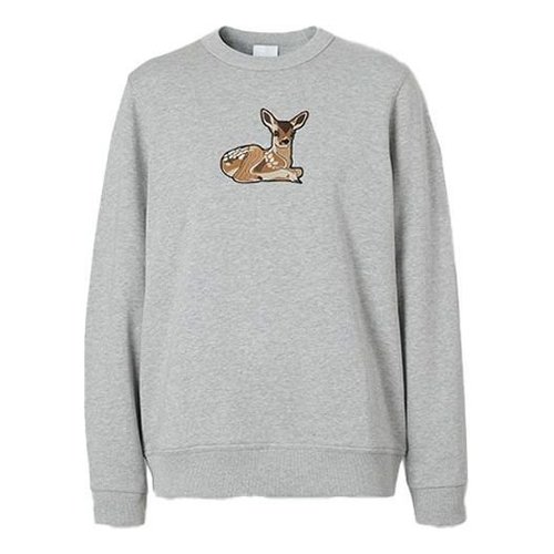 Burberry Deer Pattern Cotton Loose Swea - Grey - 80321171