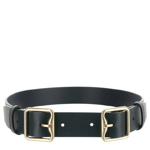 Burberry Double Buckle Leather Belt - Gold Tone - 8077536