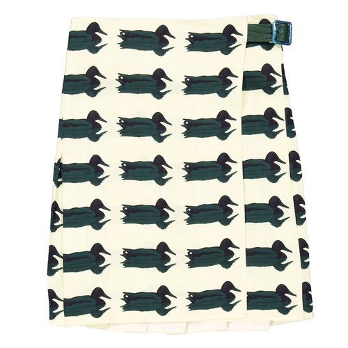 Burberry Duck Print Silk Kilt Skirt - 8082998