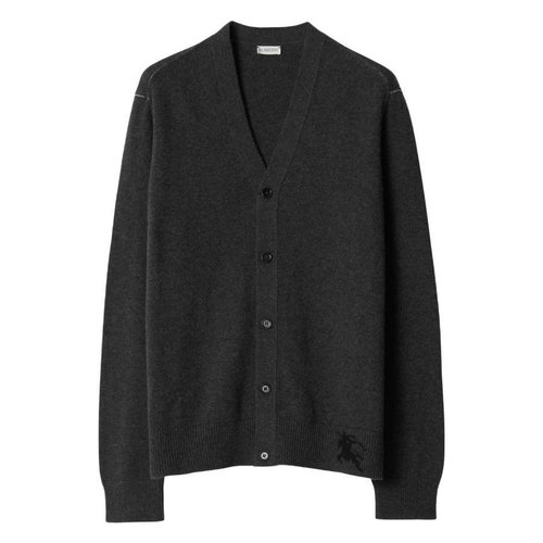 Burberry EKD Embroidered Cashmere Cardigan - Grey - 8081159