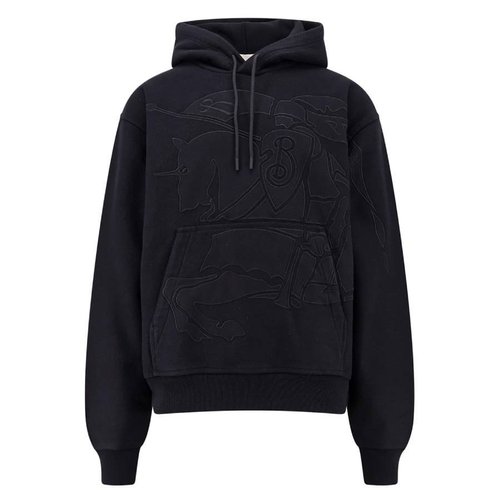 Burberry EKD Embroidered Cotton Blend Hoodie - Black/Blue - 8098214