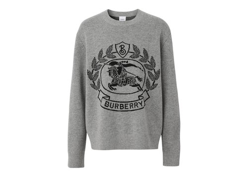 Burberry EKD Wool Jacquard Oversized Sweater - Dark Thunder Grey - 80181111