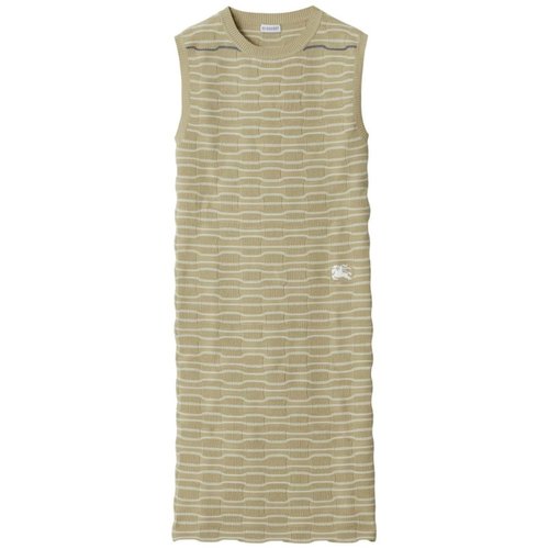 Burberry Embroidered-Logo Ribbed Mini Sleeveless Dress - White - 8090240