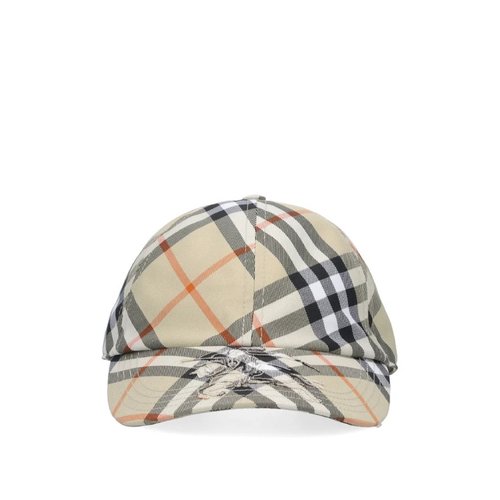 Burberry Equestrian Knight-Applique Checked Baseball Cap - Blue/Green - 8094791