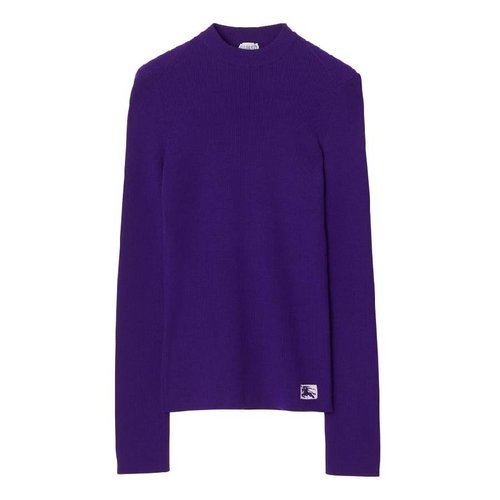 Burberry Equestrian Knight Logo Wool Blend Sweater - Blue - 8077679