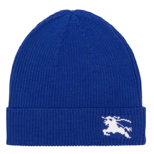 Burberry Equestrian Knight-Motif Wool Knit Beanie - Blue - 8087846