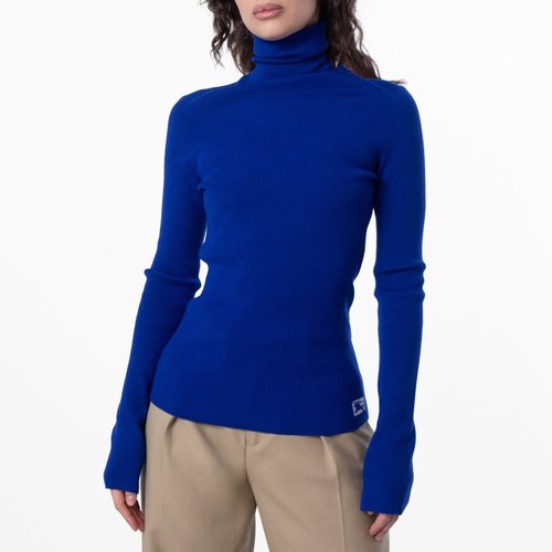 Burberry Equestrian Knight Roll-Neck Jumper - Blue - 8077596