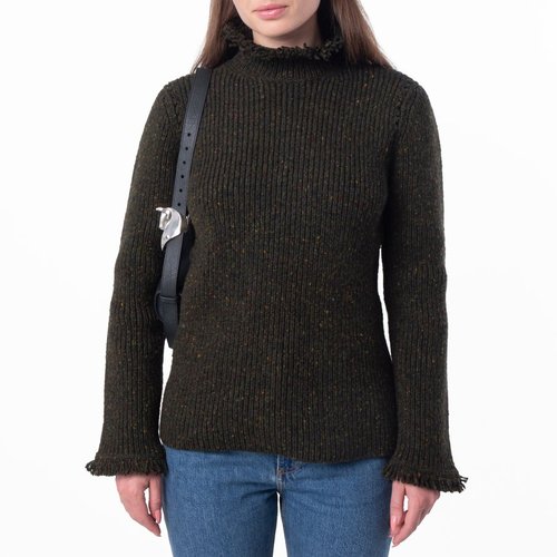 Burberry Fringed Rib-Knit Wool Sweater - 8098792