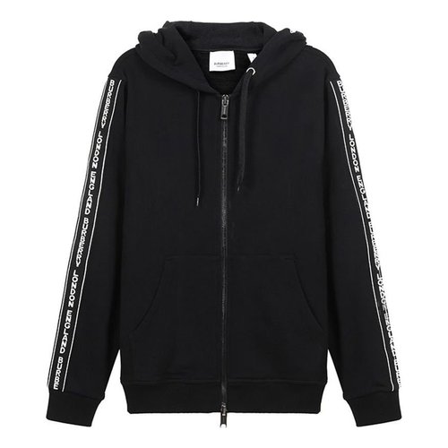 Burberry FW20 Logo Cotton hooded Zipper Sports Tops - Black - 80295271