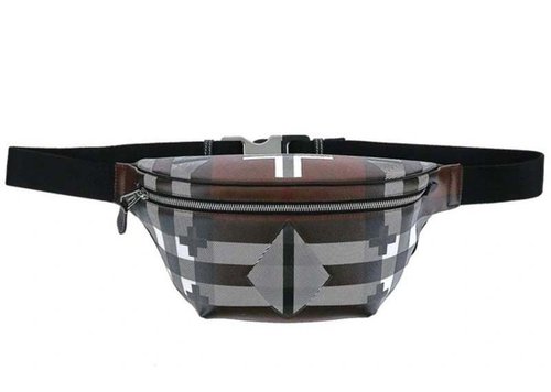 Burberry Geometric Check Bum Bag - Brown