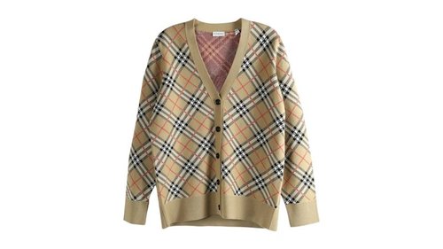 Burberry Gloria Check Cardigan - Sand Ip Check - 8118365