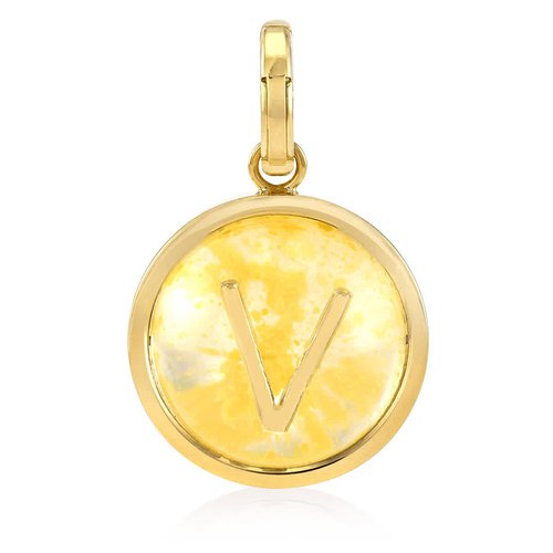 Burberry Gold Marbled Resin V Alphabet Charm - Gold Tone - 8008061 X