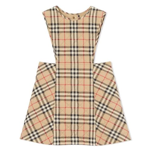 Burberry Halima Checked Crewneck A-Line Dress - Beige - 8053970