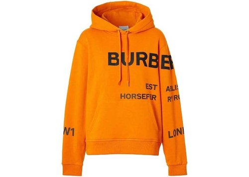 Burberry Horseferry Print Oversized Cotton Drawstring Hoodie - Dark Orange - 8040769