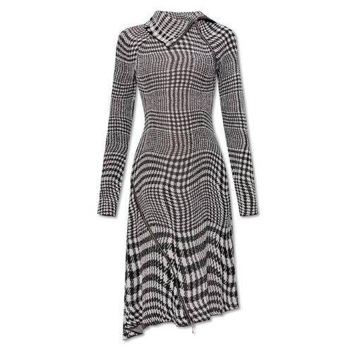 Burberry Houndstooth Pattern Midi Dress - Silver Tone - 8082552