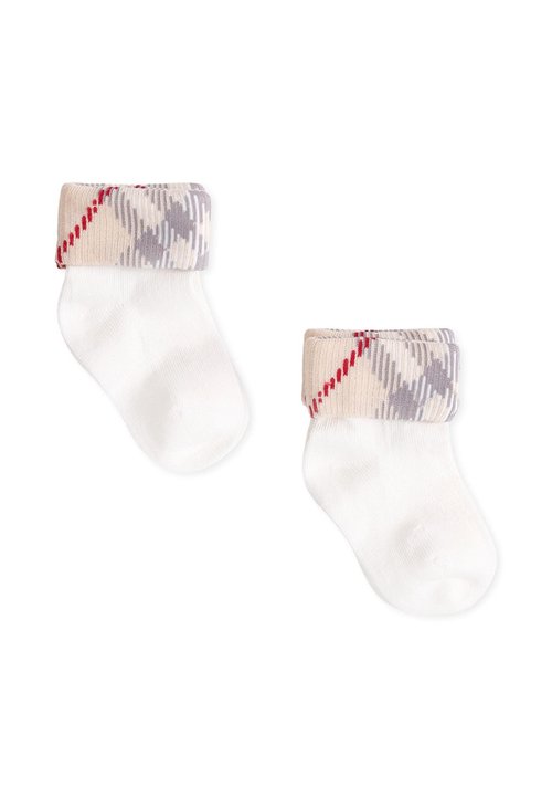 Burberry Ivory Socks Set For Babykids With Vintage Check - 8109765 A1464