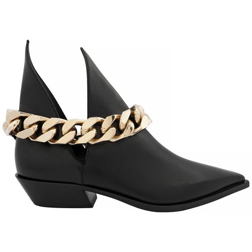 Burberry Keighley Chain Detail Leather Ankle Boots - Black - 8035937