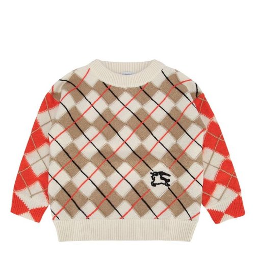 Burberry Kevin Argyle EKD Wool Sweater - Blue/Orange/Red/Two Tone - 8100379