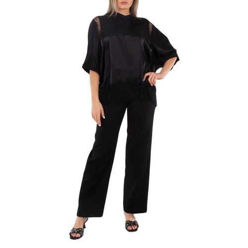 Burberry Lace Detailed Short Sleeve T-Shirt - Black - 8067668