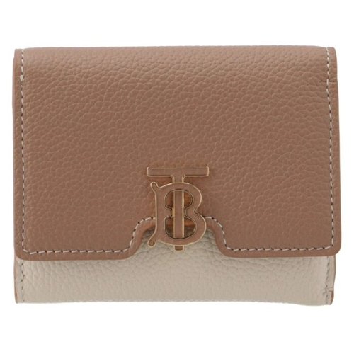 Burberry Ladies Grainy Leather TB Tri-Tone Compact Wallet - Beige/Yellow - 8059623 X